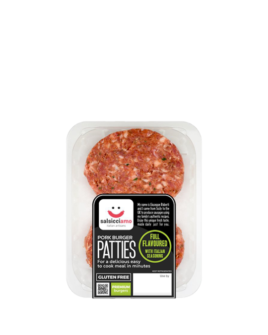 Pork Burger Patties Full Flavoured Salsicciamo 4x125gr